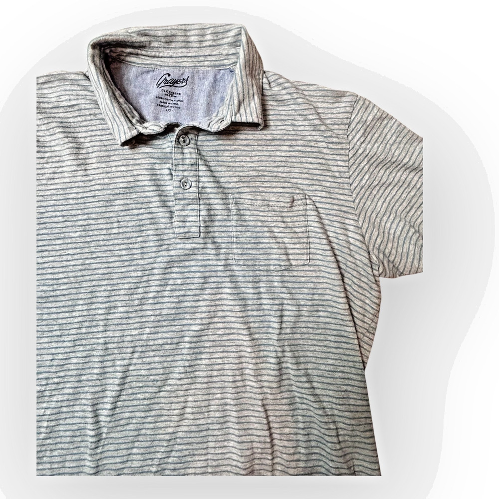 Grayers Malaga Cove Stripe Polo MensGray Stripe Sz L Stitch Fit